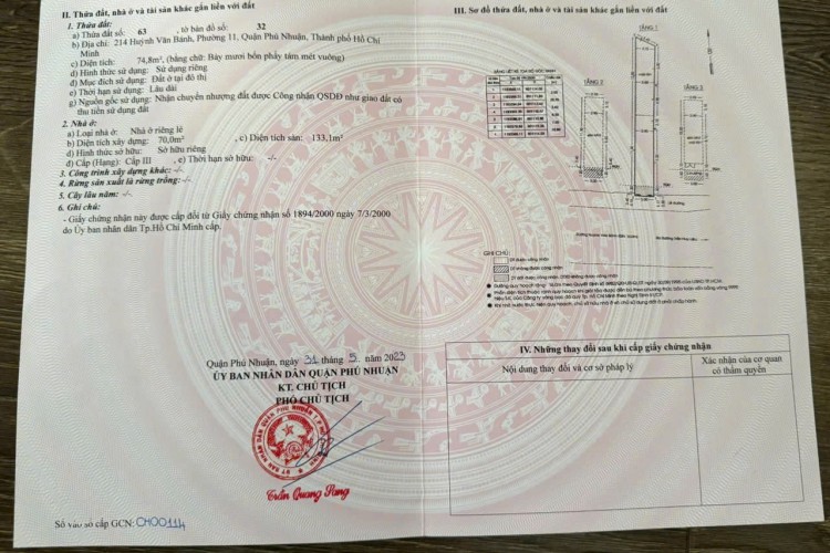 Bán nhà 212-214 Huỳnh Văn Bánh - DT 7,1x25m - 3 tấm - Giá 60 tỷ!