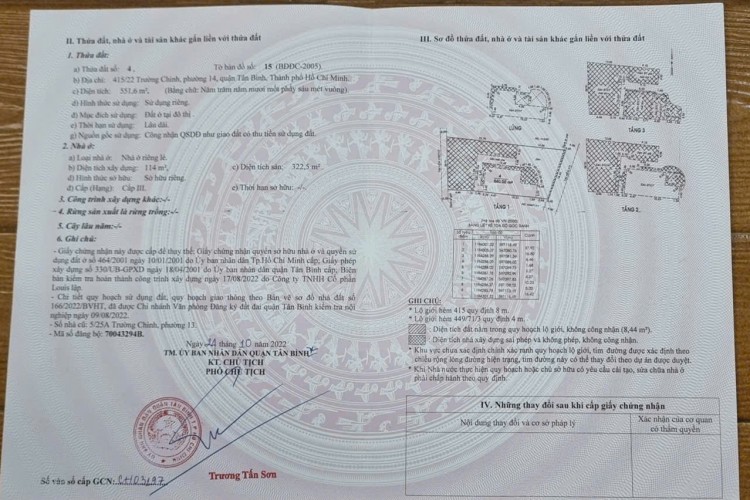 Bán nhà 415/22 Trường Chinh - DT 17x50m - 3 tầng - Giá 85 tỷ!